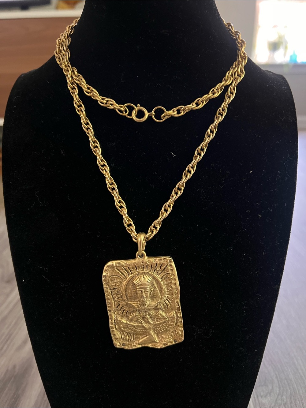 Gold-Tone Egyptian Pharaoh Pendant Necklace